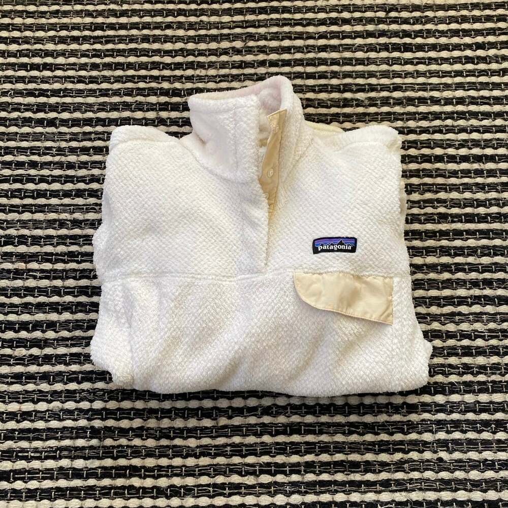 🌿Patagonia Women’s White T Snap Sherpa Pullover Sweater M